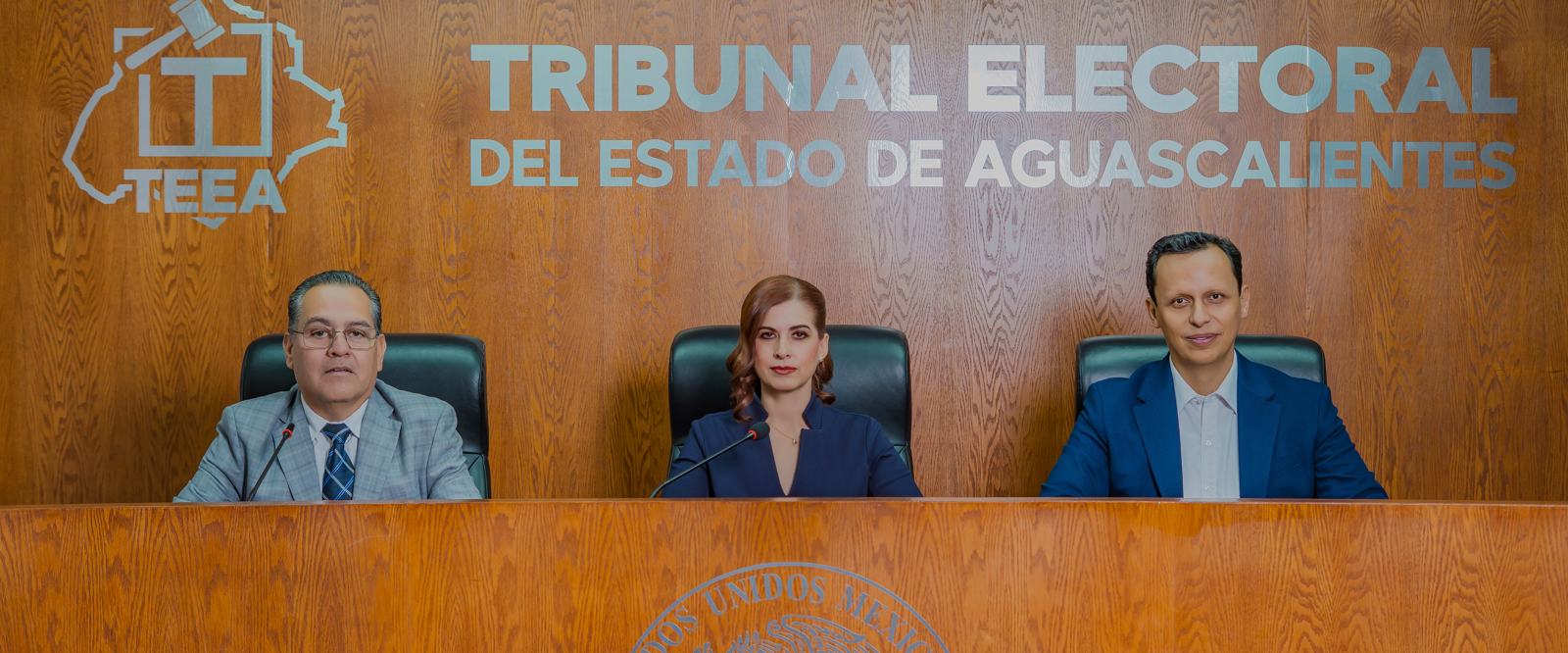 El Pleno del Tribunal Electoral del Estado de Aguascalientes durante una sesión pública.